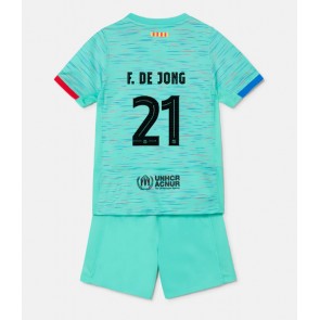 Barcelona Frenkie de Jong #21 Dětské Alternativní dres komplet 2023-24 Krátký Rukáv (+ trenýrky)